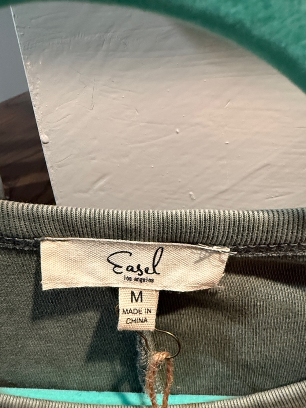 easel Olive & Black Leopard Print Long Sleeve Tee with Tan Accents - Picture 2 of 5
